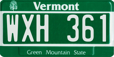 VT license plate WXH361