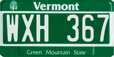 VT license plate WXH367