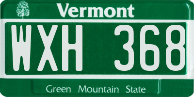 VT license plate WXH368