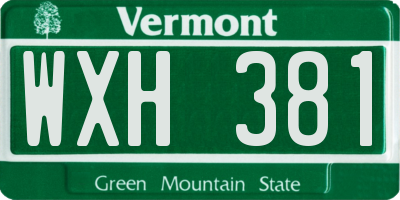 VT license plate WXH381