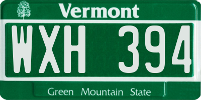 VT license plate WXH394