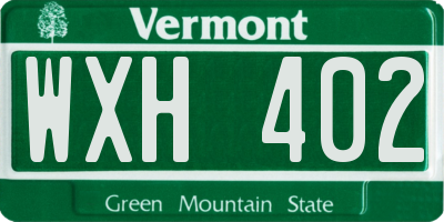 VT license plate WXH402