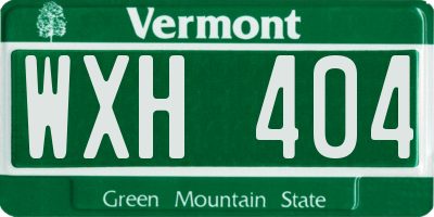 VT license plate WXH404