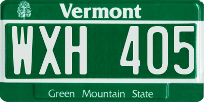VT license plate WXH405