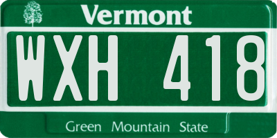 VT license plate WXH418