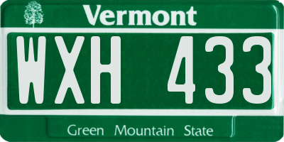 VT license plate WXH433
