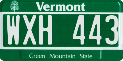VT license plate WXH443
