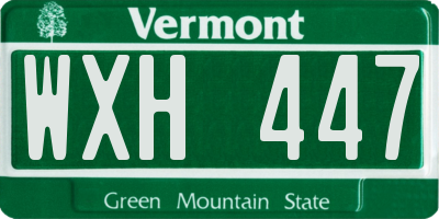 VT license plate WXH447