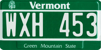 VT license plate WXH453