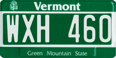 VT license plate WXH460