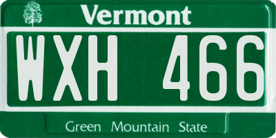 VT license plate WXH466