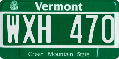 VT license plate WXH470