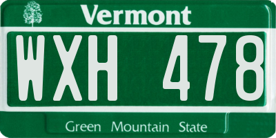 VT license plate WXH478