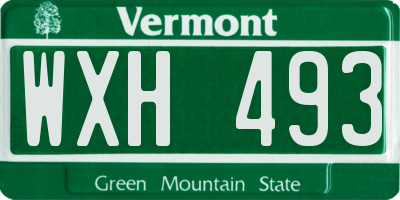 VT license plate WXH493