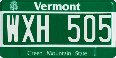 VT license plate WXH505