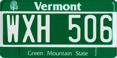 VT license plate WXH506