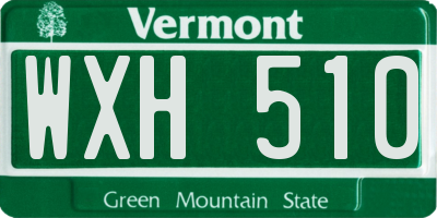 VT license plate WXH510