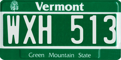 VT license plate WXH513