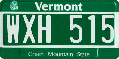 VT license plate WXH515