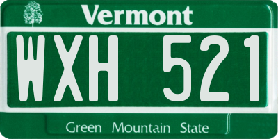 VT license plate WXH521
