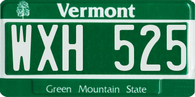 VT license plate WXH525