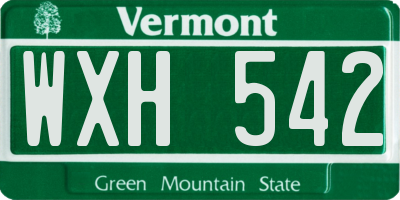VT license plate WXH542