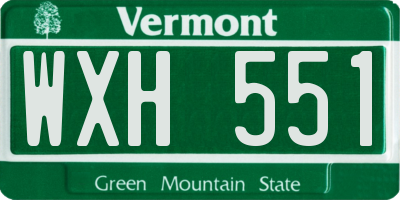 VT license plate WXH551