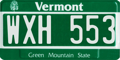 VT license plate WXH553