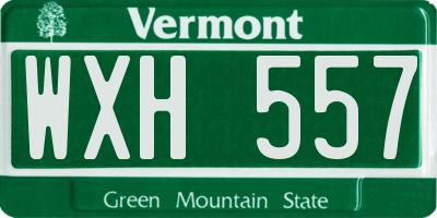 VT license plate WXH557