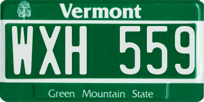 VT license plate WXH559