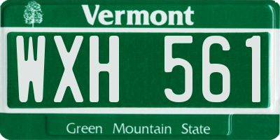VT license plate WXH561