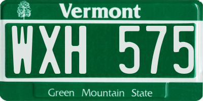 VT license plate WXH575