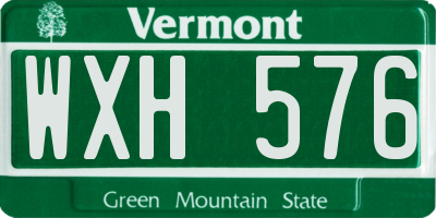 VT license plate WXH576