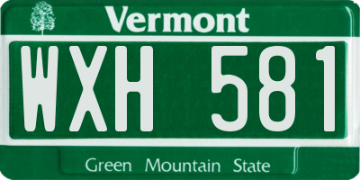 VT license plate WXH581