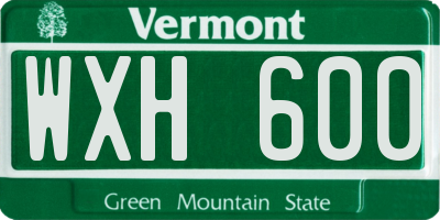 VT license plate WXH600