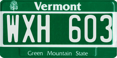 VT license plate WXH603