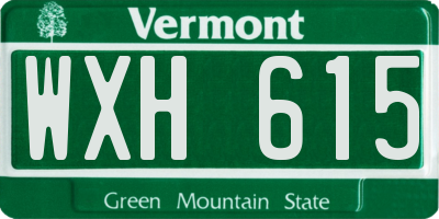 VT license plate WXH615