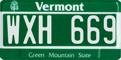 VT license plate WXH669