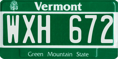 VT license plate WXH672