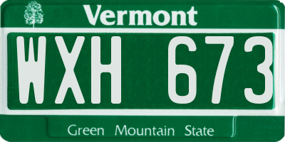VT license plate WXH673