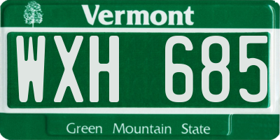 VT license plate WXH685