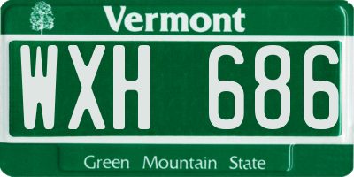 VT license plate WXH686