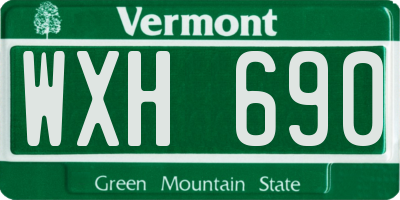 VT license plate WXH690