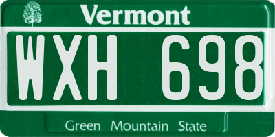 VT license plate WXH698