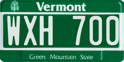 VT license plate WXH700