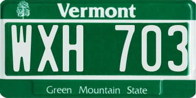 VT license plate WXH703