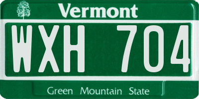 VT license plate WXH704