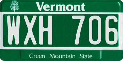 VT license plate WXH706