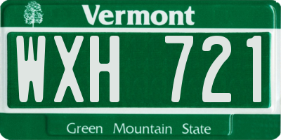 VT license plate WXH721