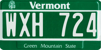 VT license plate WXH724